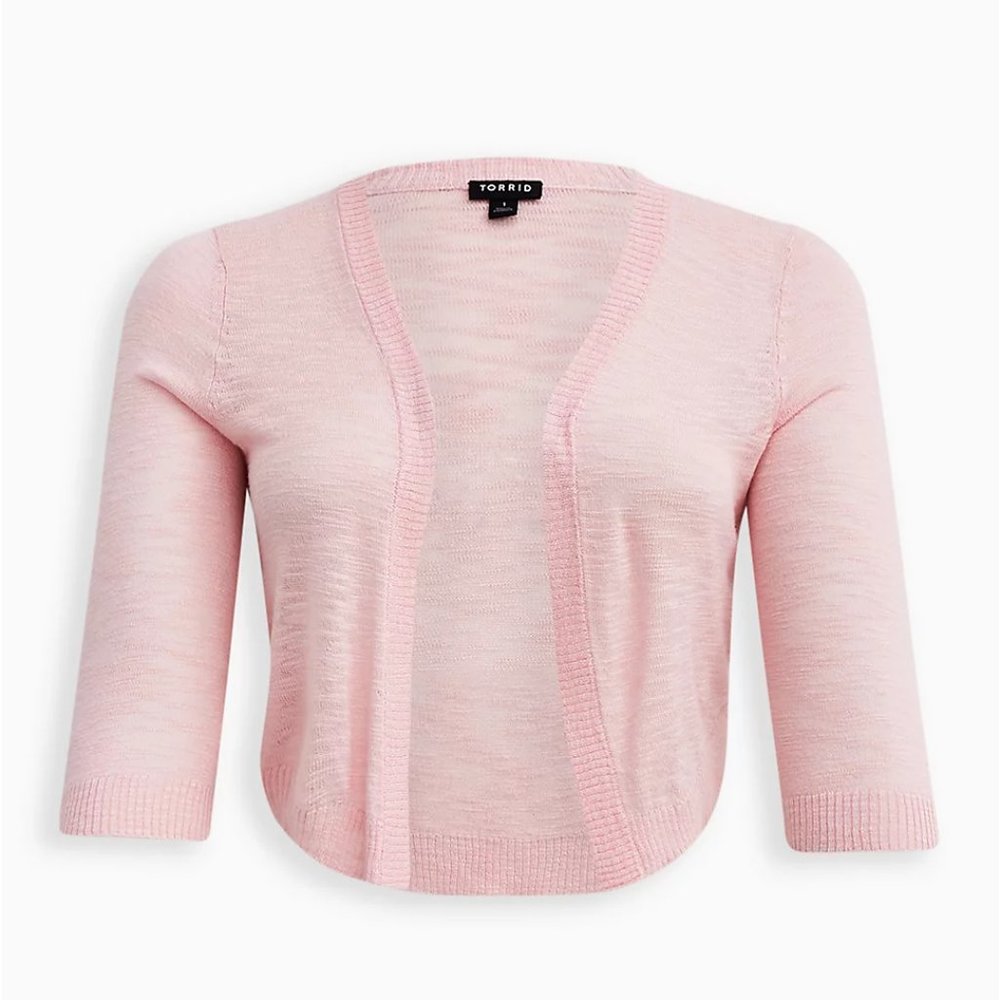 Torrid 3/4 Sleeve Shrug - Slub Yarn Pink size 1